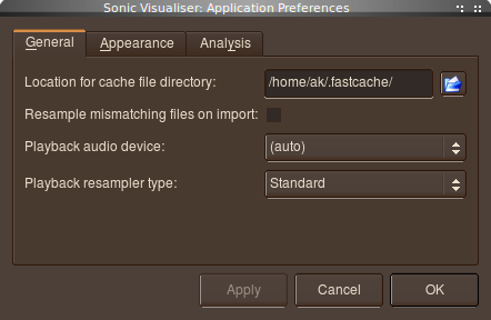 Sonic Visualiser: Application Preferences