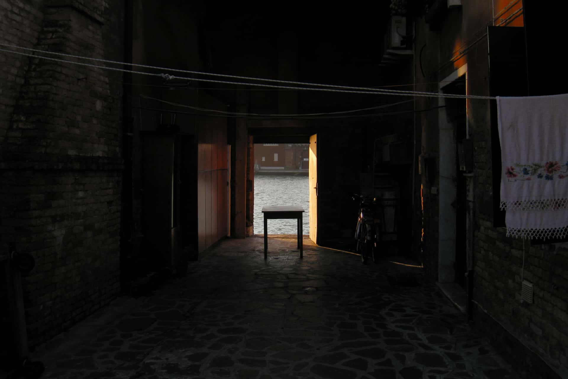 doorway open to the water in Murano
