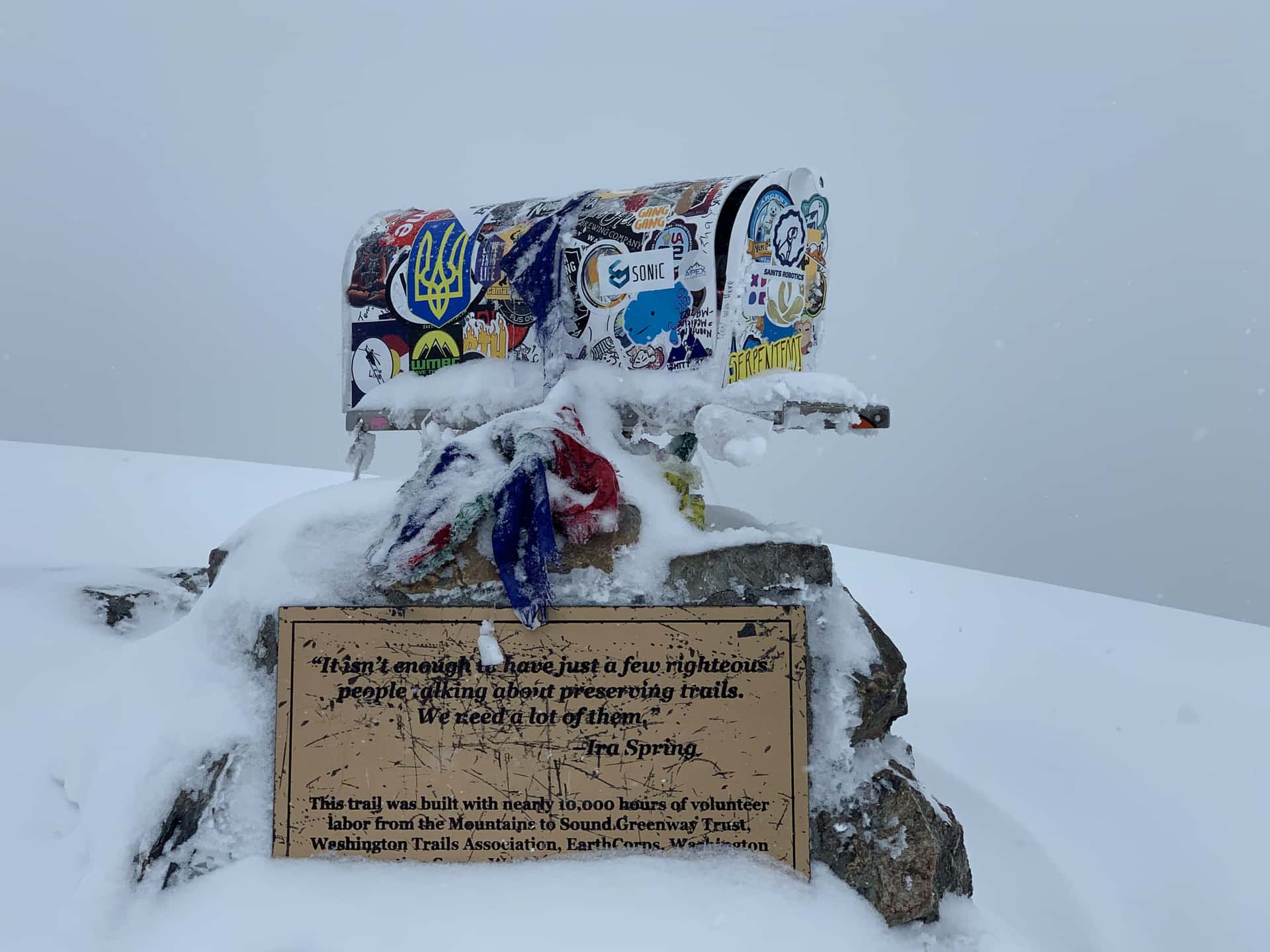 Mailbox Peak’s mailbox in the snow
