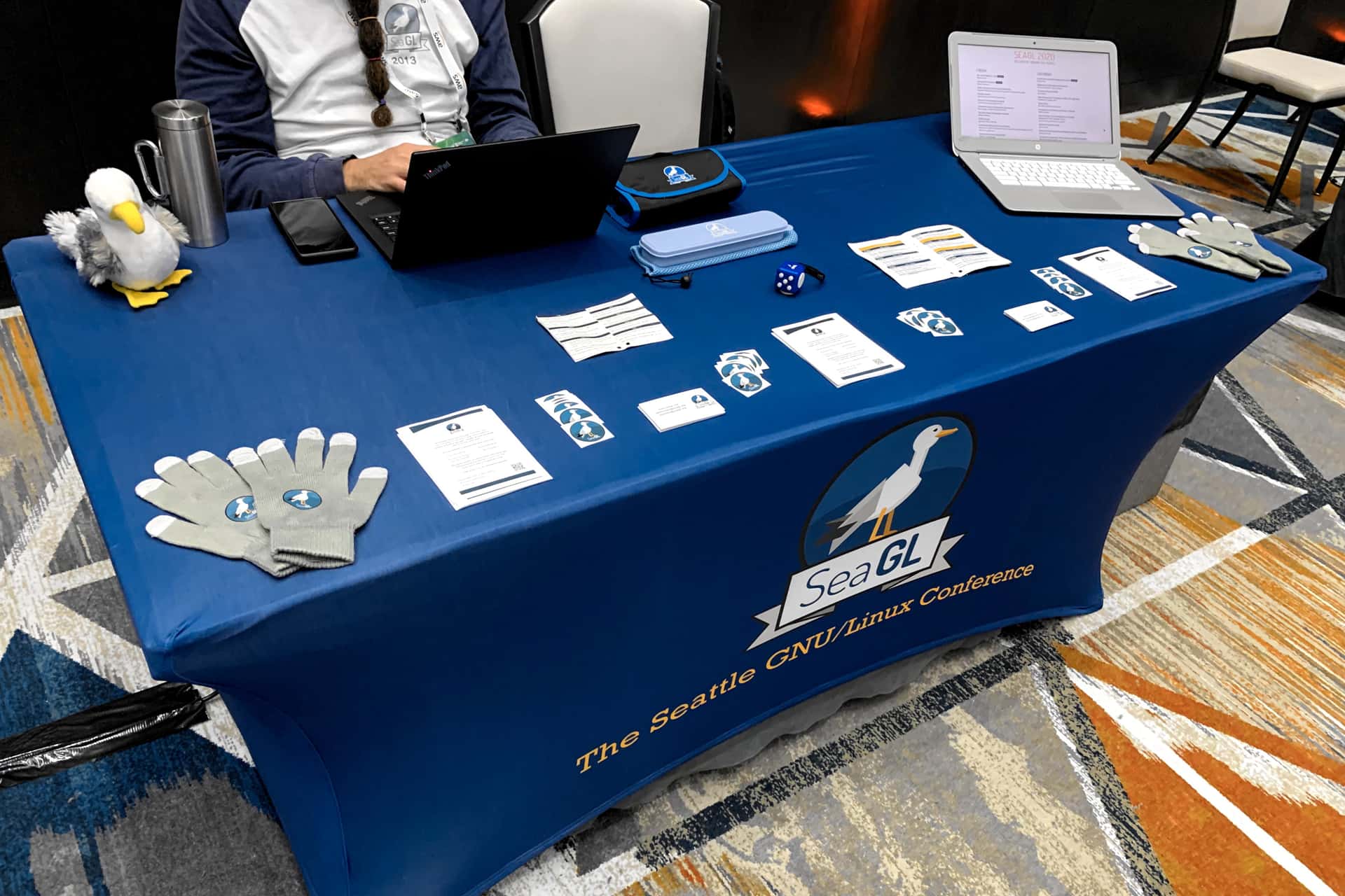 SeaGL table at Open Source Summit 2021