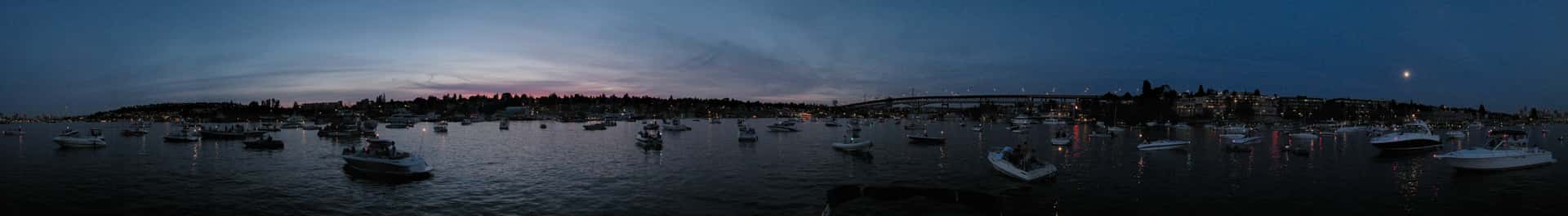 boats awaiting fireworks on Lake Union