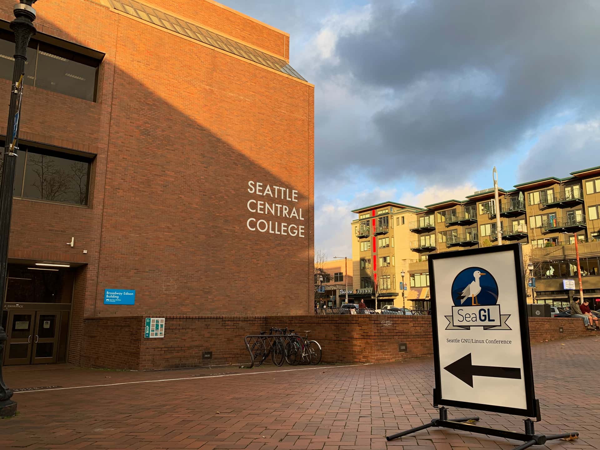 outdoor signage of SeaGL 2019 at Seattle Central College