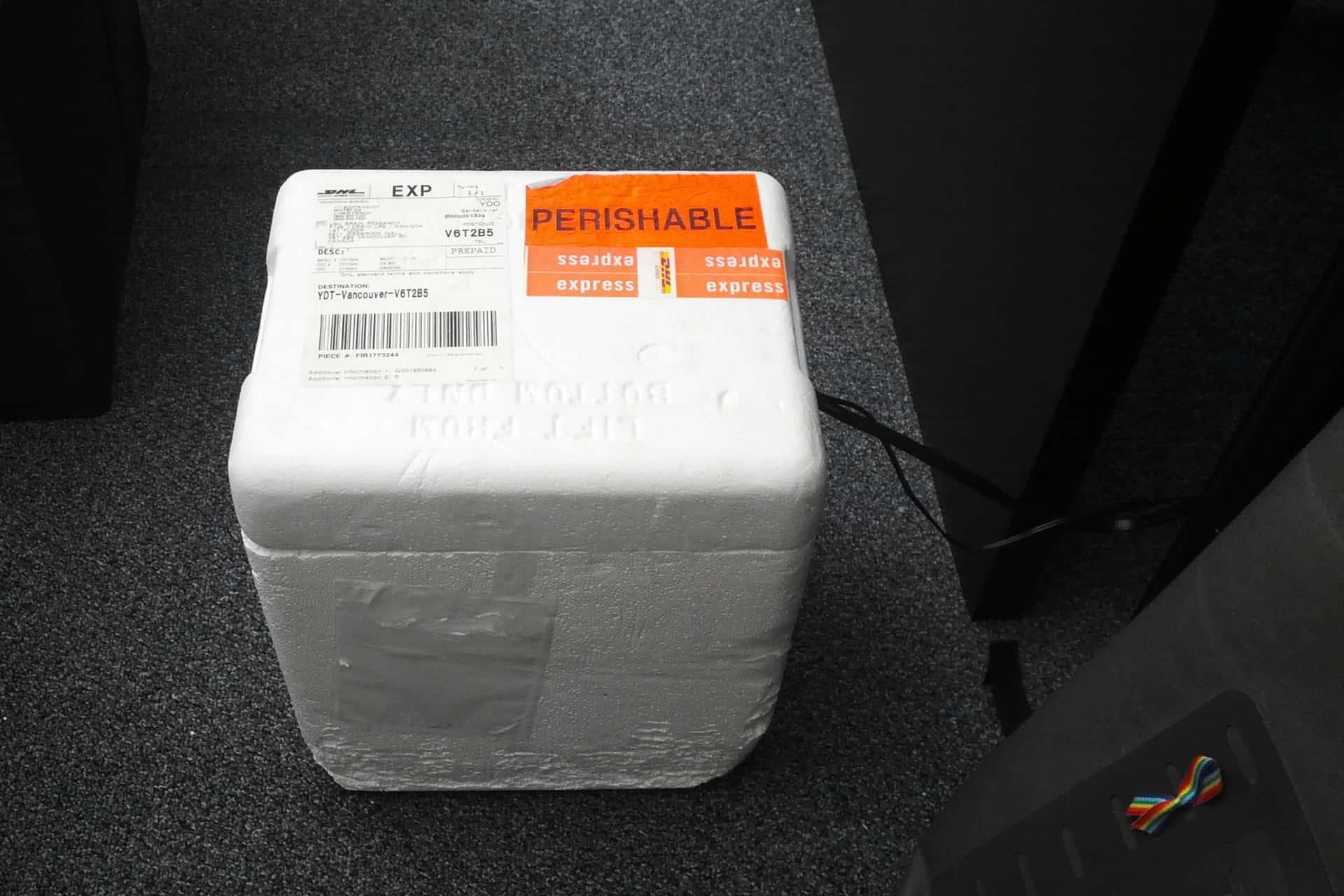 failed hard drive on ice in a styrofoam container connected via eSATA