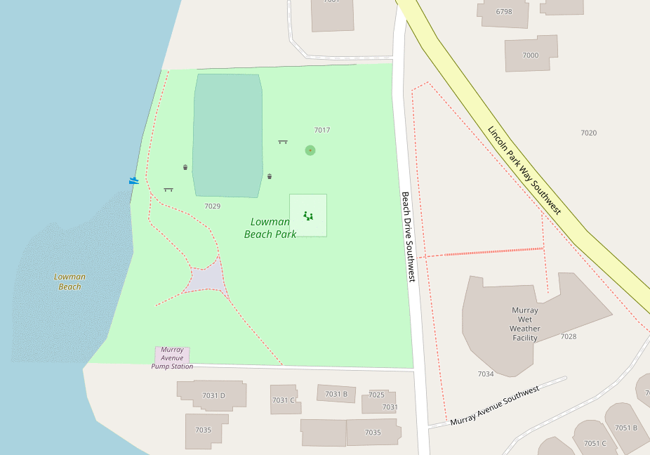 mapping of Lowman Beach Park, Seattle, WA, USA in OpenStreetMap
