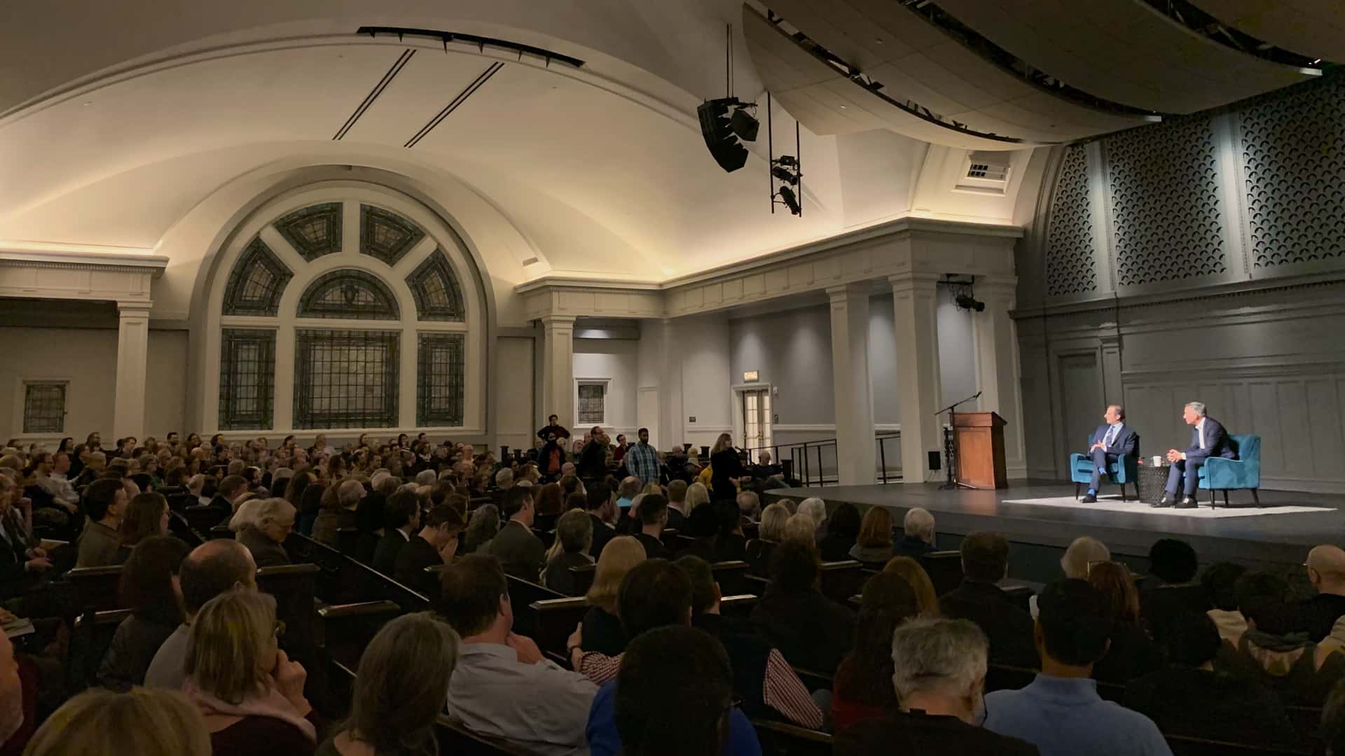 Preet Bharara and Dow Constantine take audience questions at Town Hall Seattle
