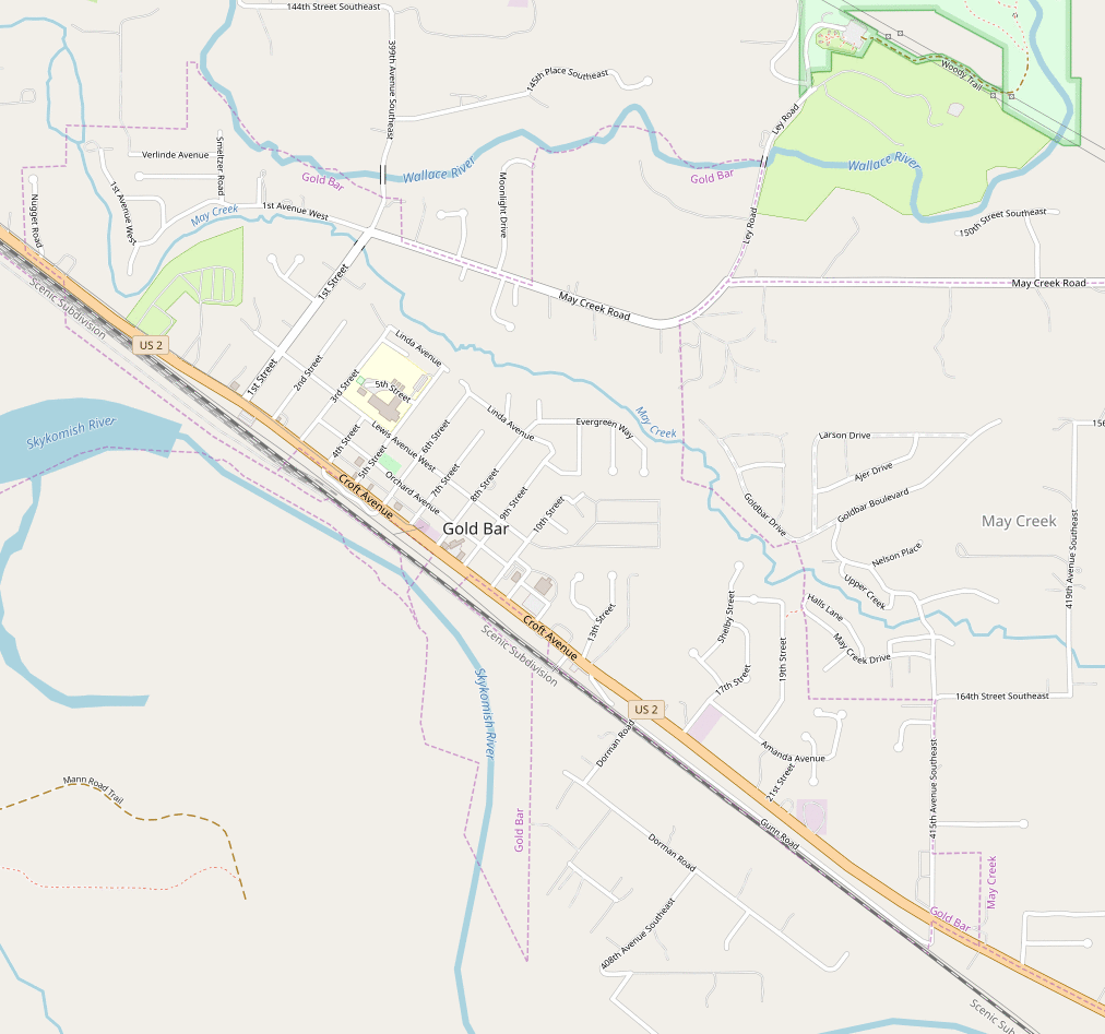 mapping of buildings in Gold Bar, WA, USA in OpenStreetMap