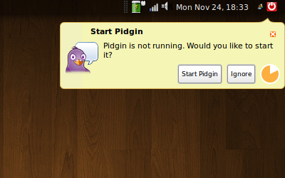 Pidgin is not running. Would you like to start it?