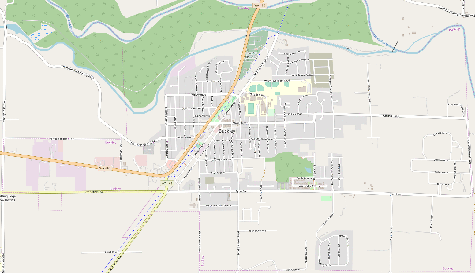 mapping of buildings in Buckley, WA, USA in OpenStreetMap