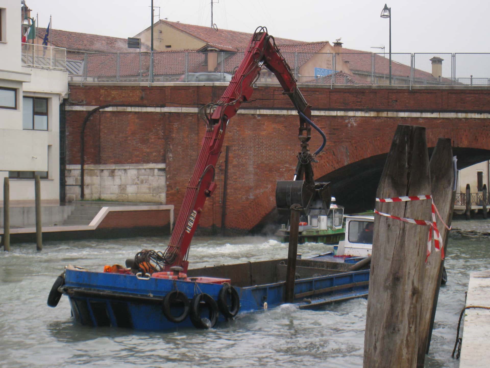 canal dredging boat in Venice