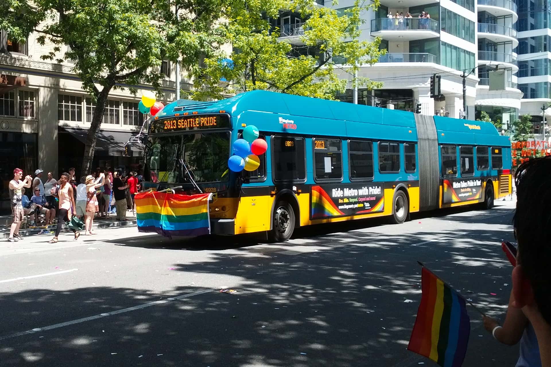 King County Metro bus in the Seattle Pride Parade
